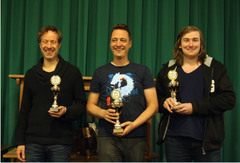 Proud winners of the all-dutch podium at the Doitsu Jan Ou Taisen 2018 (from left to right) Martijn, Menno and Michael